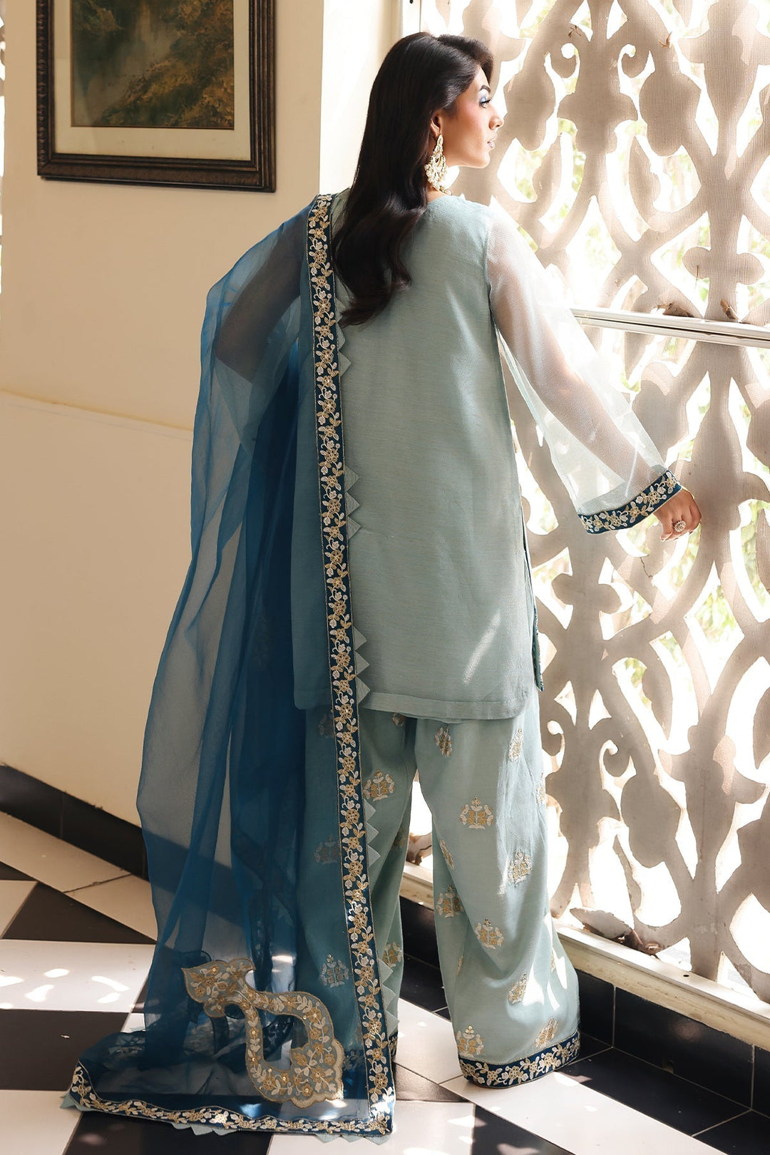 Raw-Silk Stitched 3 Piece