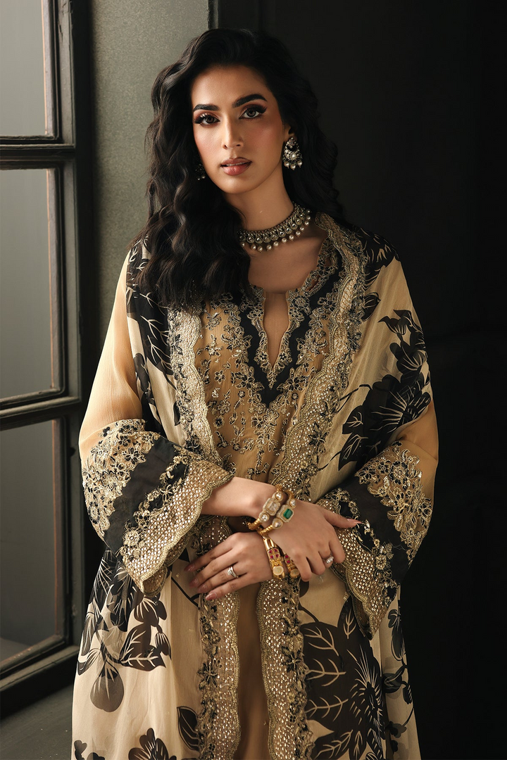 3 Pc Embroidered Dyed Chiffon