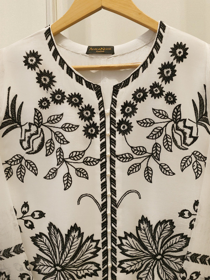 2 Piece - Pure Embroidered Cotton Net Suit