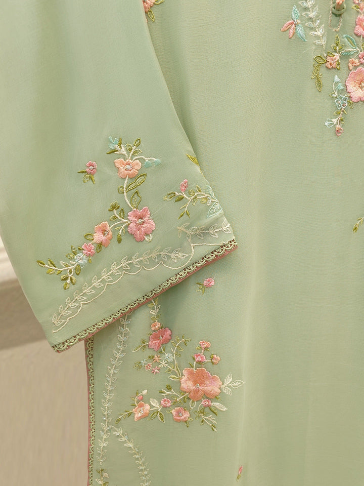 2 Piece - Pure Chiffon Embroidered Suit