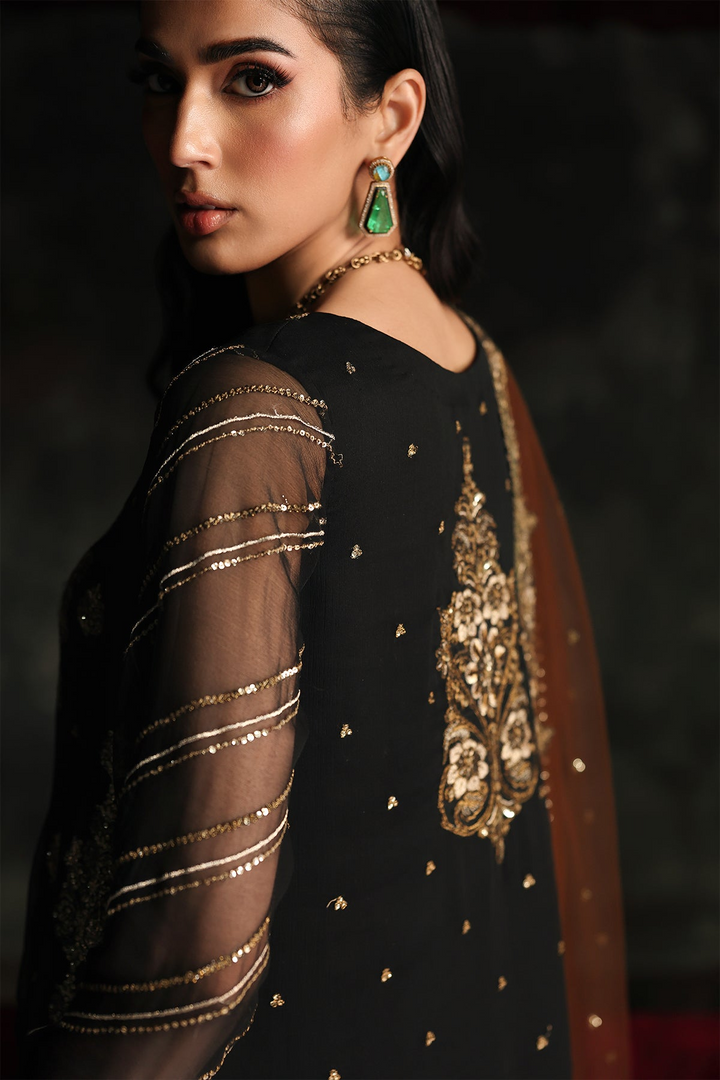 3 Pc Embroidered Dyed Chiffon
