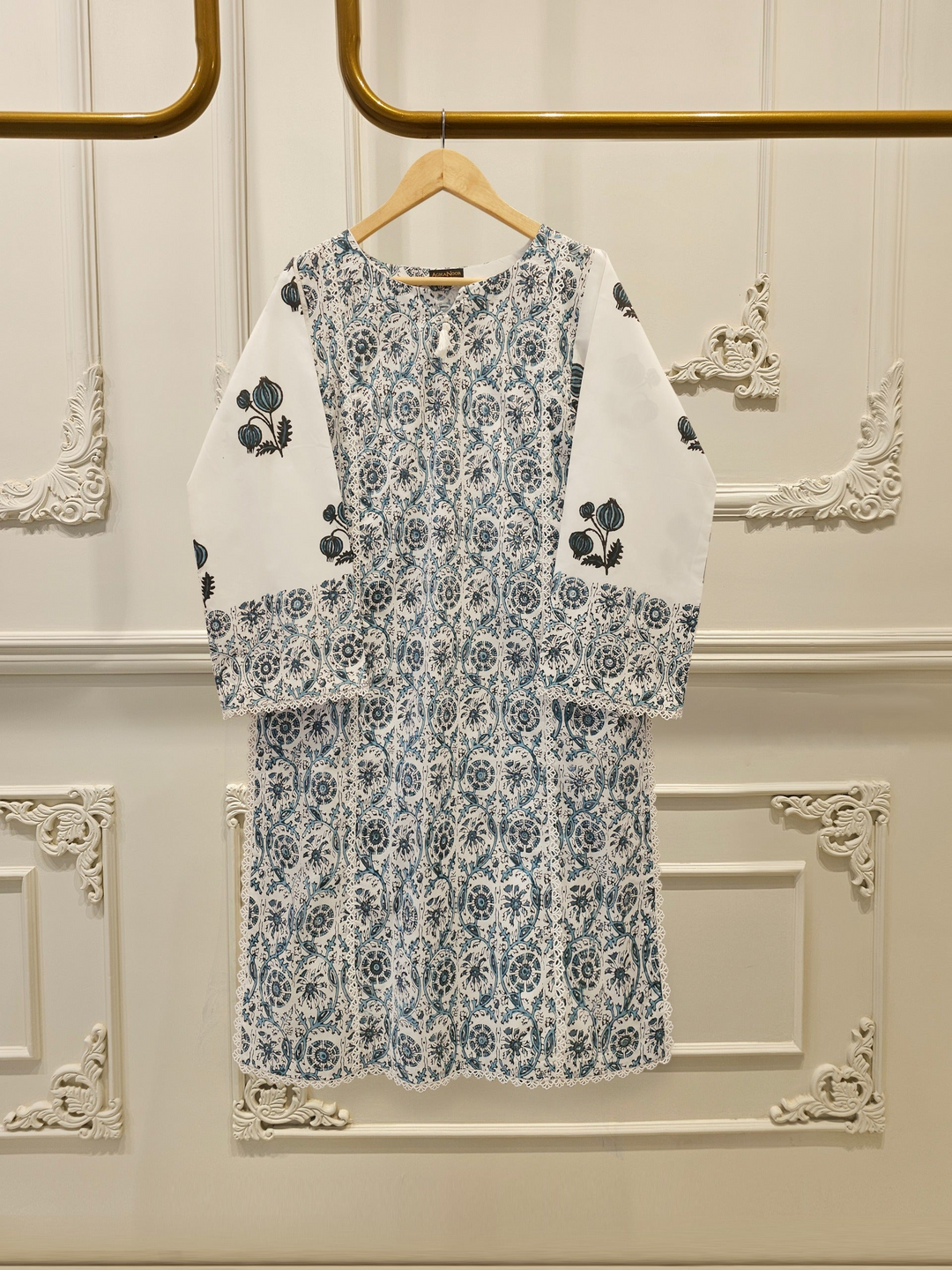 2 Piece - Hand Block Printed Kora Cotton Suit