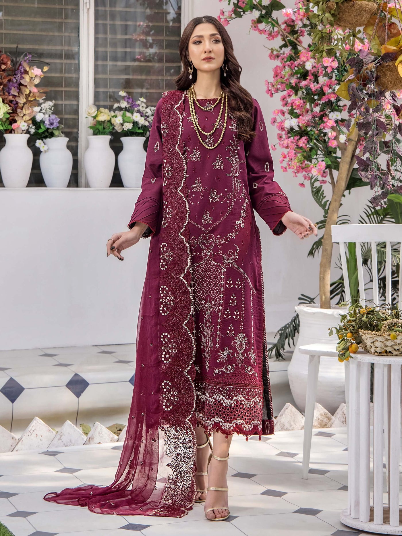 Afsoon by Humdum Embroidered Swiss Lawn