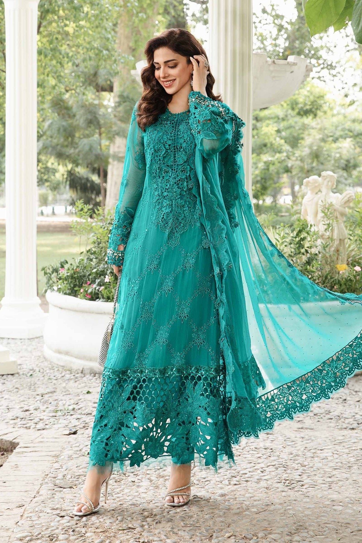 Maria.B Unstitched Embroidered Chiffon Suit | MPC-24-105