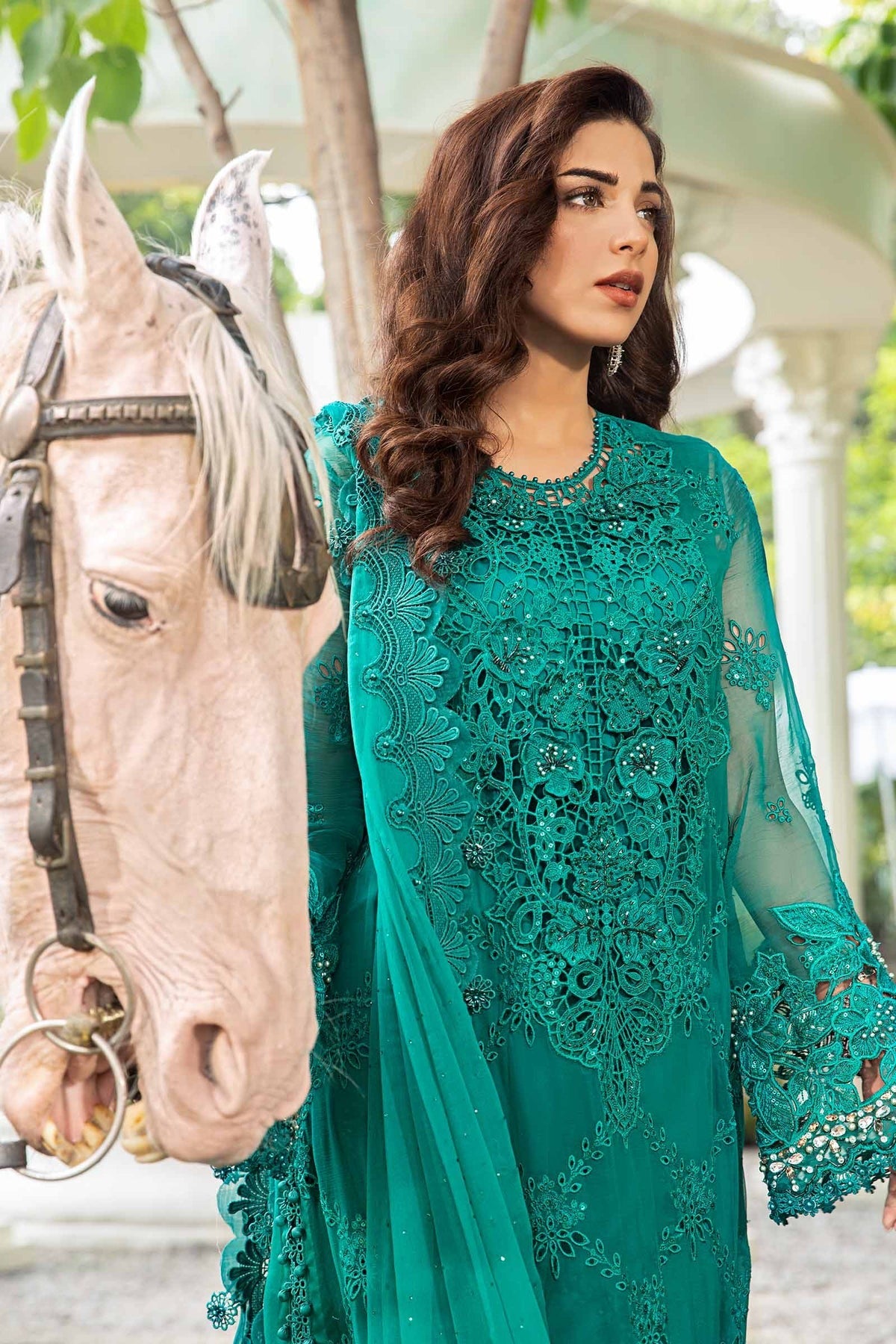 Maria.B Unstitched Embroidered Chiffon Suit | MPC-24-105