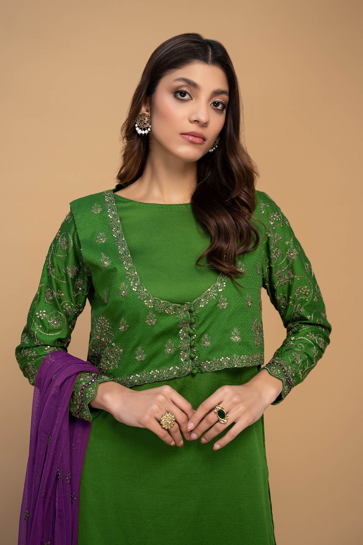 Maria. B Luxury Pret - Lawn Suit Green DW-EF23-53