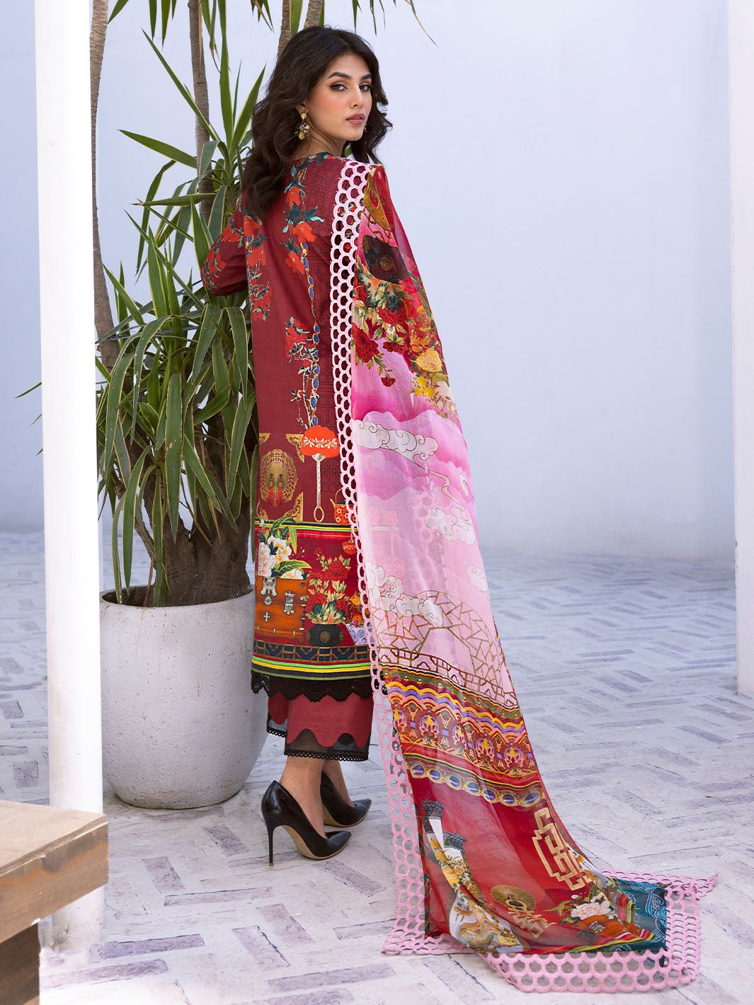 ROHEENAZ LEYA PRINTED LAWN-Papaya Bliss