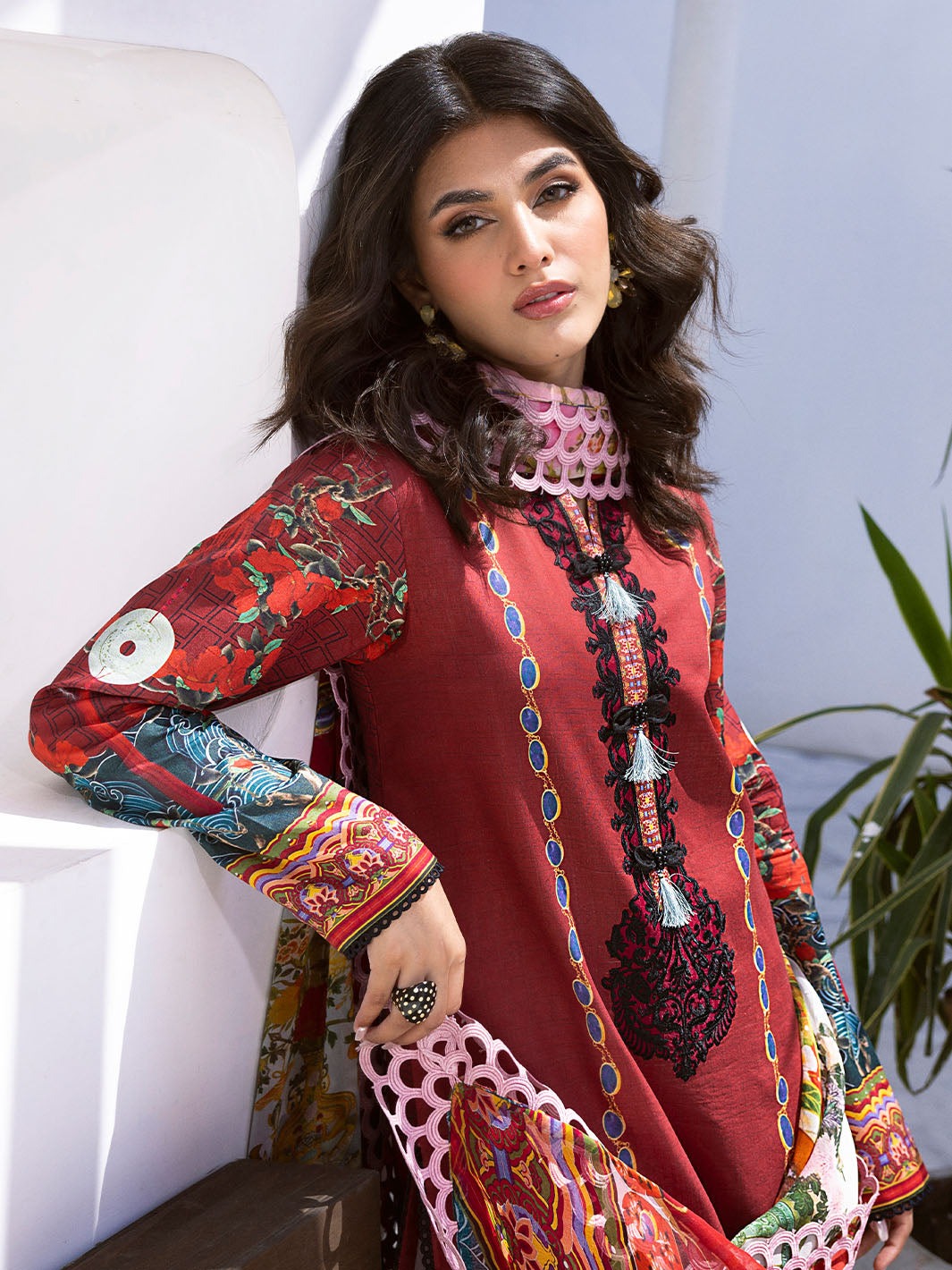 ROHEENAZ LEYA PRINTED LAWN-Papaya Bliss