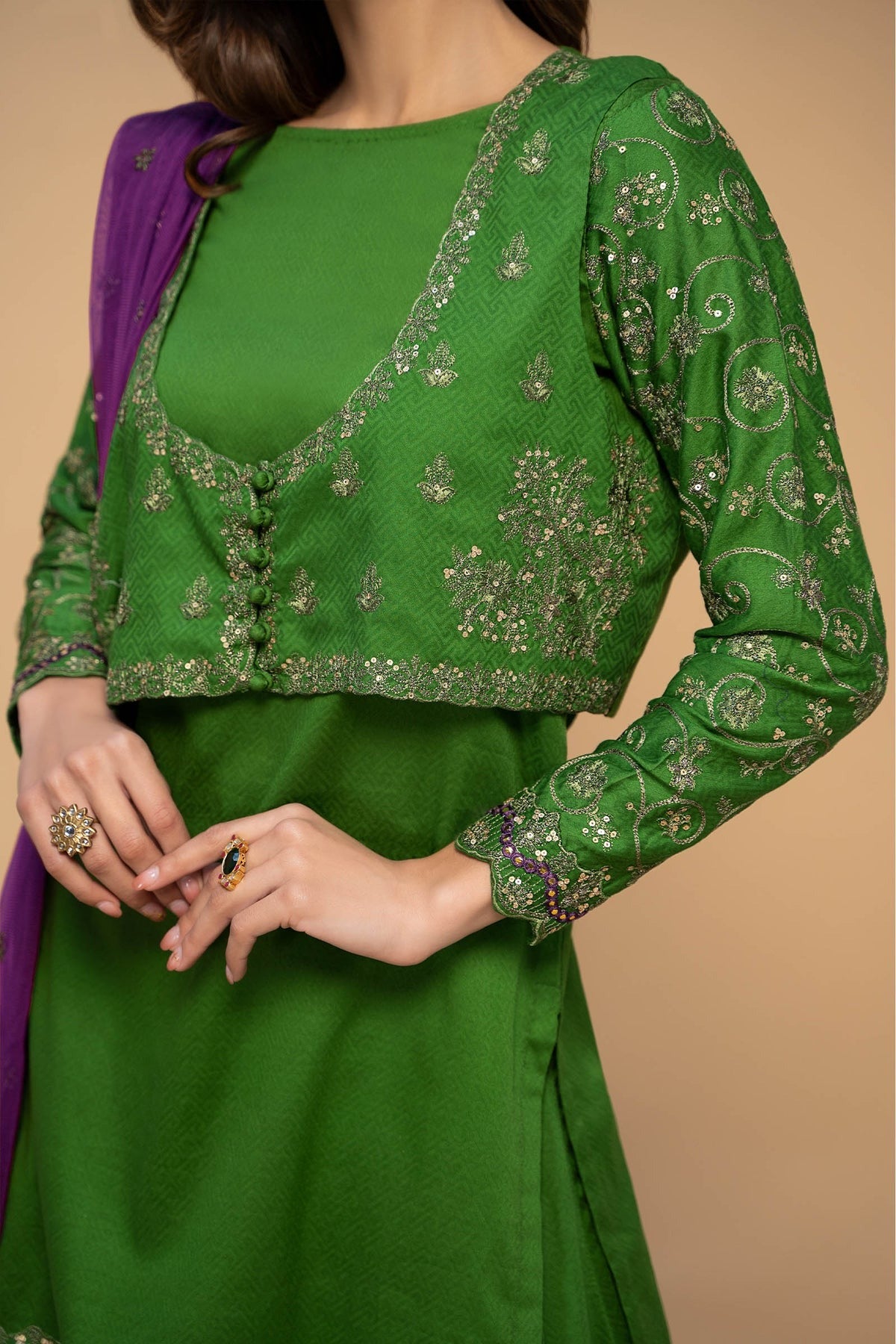 Maria. B Luxury Pret - Lawn Suit Green DW-EF23-53