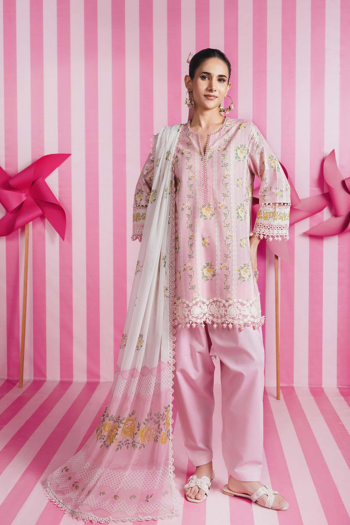 3 Pc Unstitched Embroidered Lawn Suit