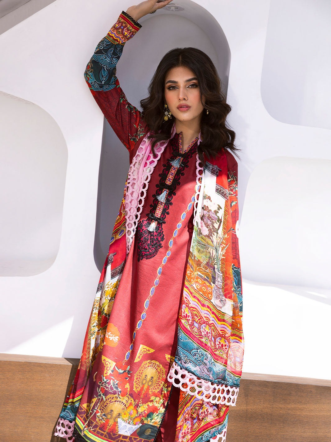 ROHEENAZ LEYA PRINTED LAWN-Papaya Bliss