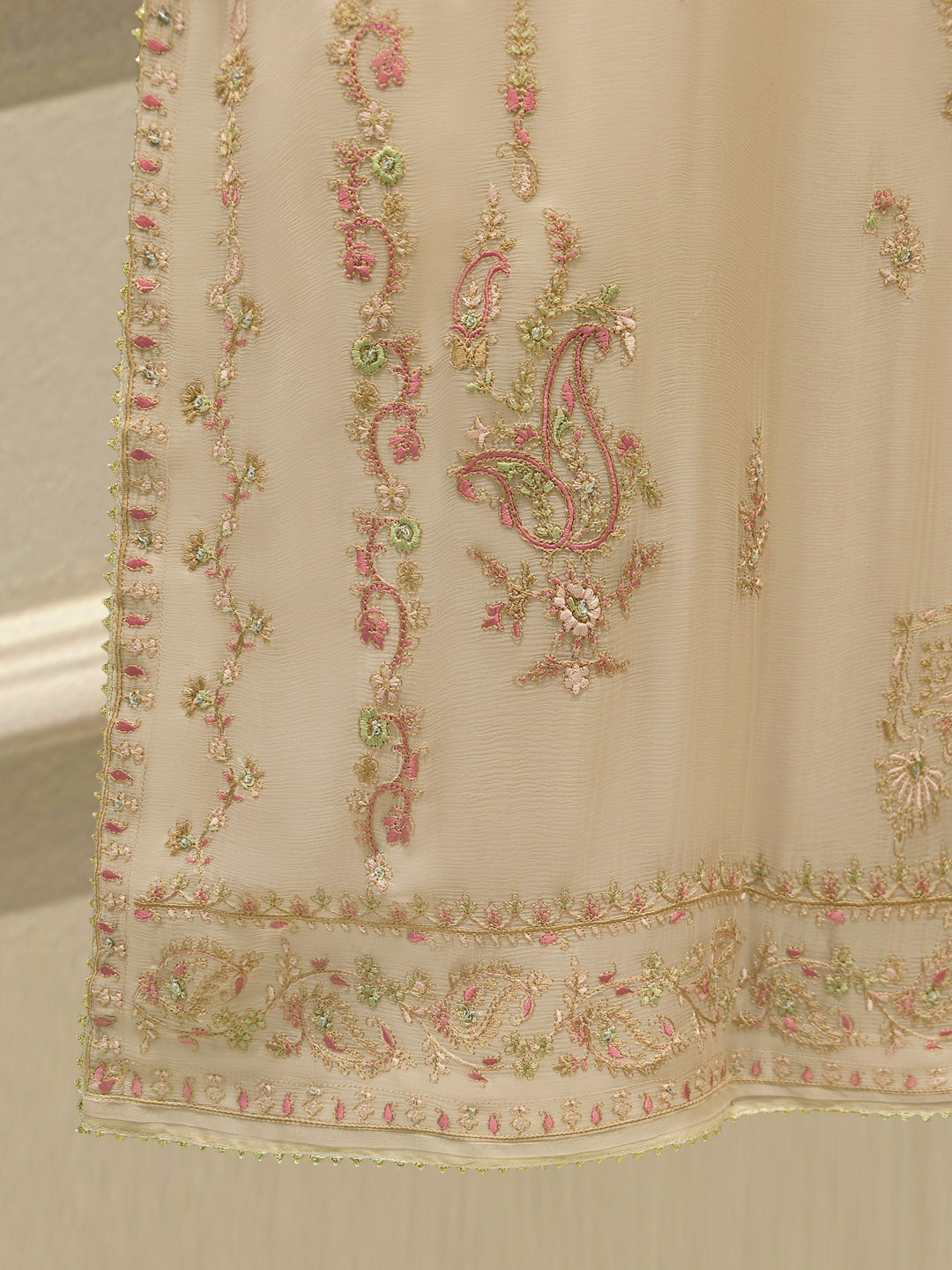 3 Piece - Pure Chiffon Embroidered Suit