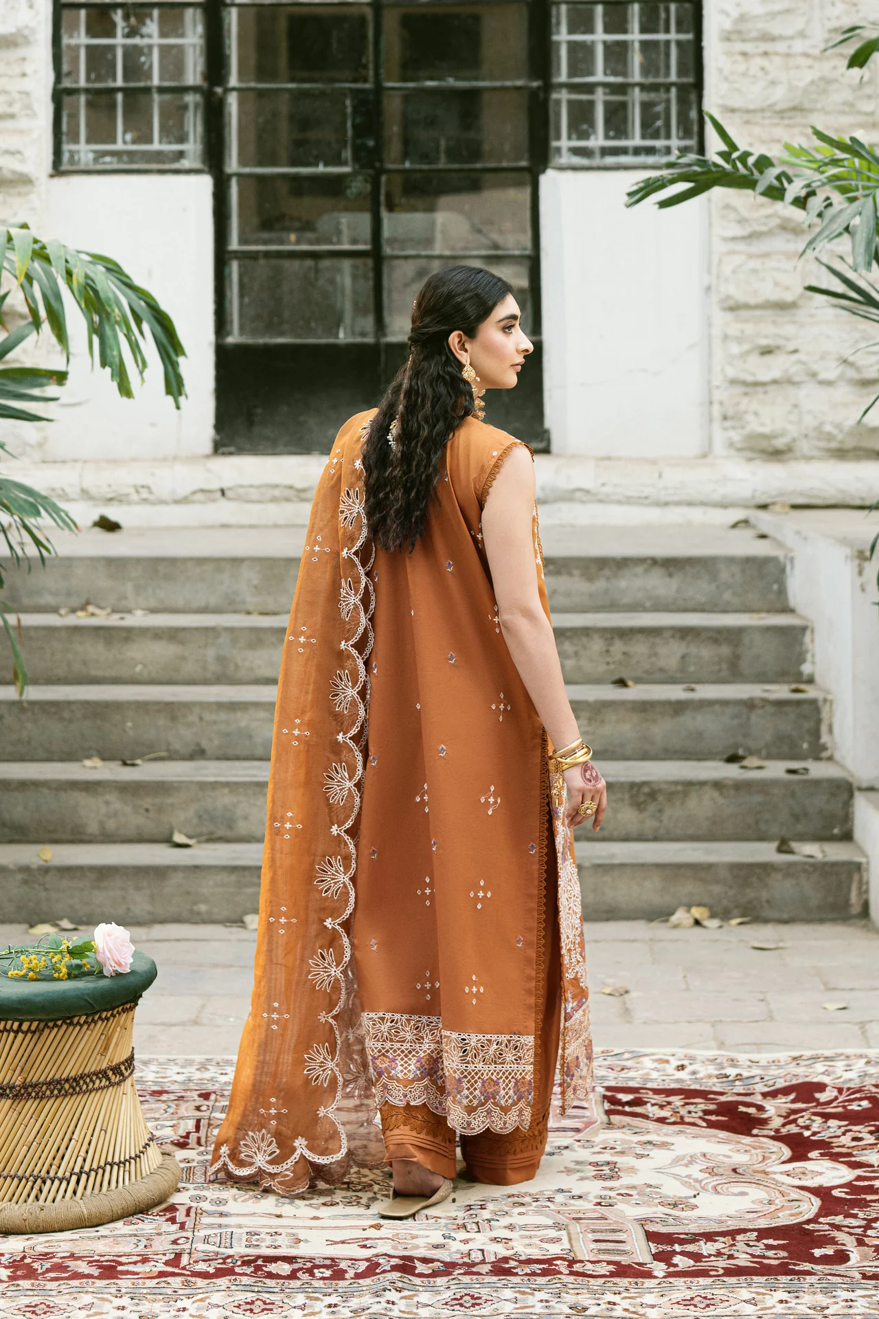 Embroidered Cotton Net 3-Piece Suit