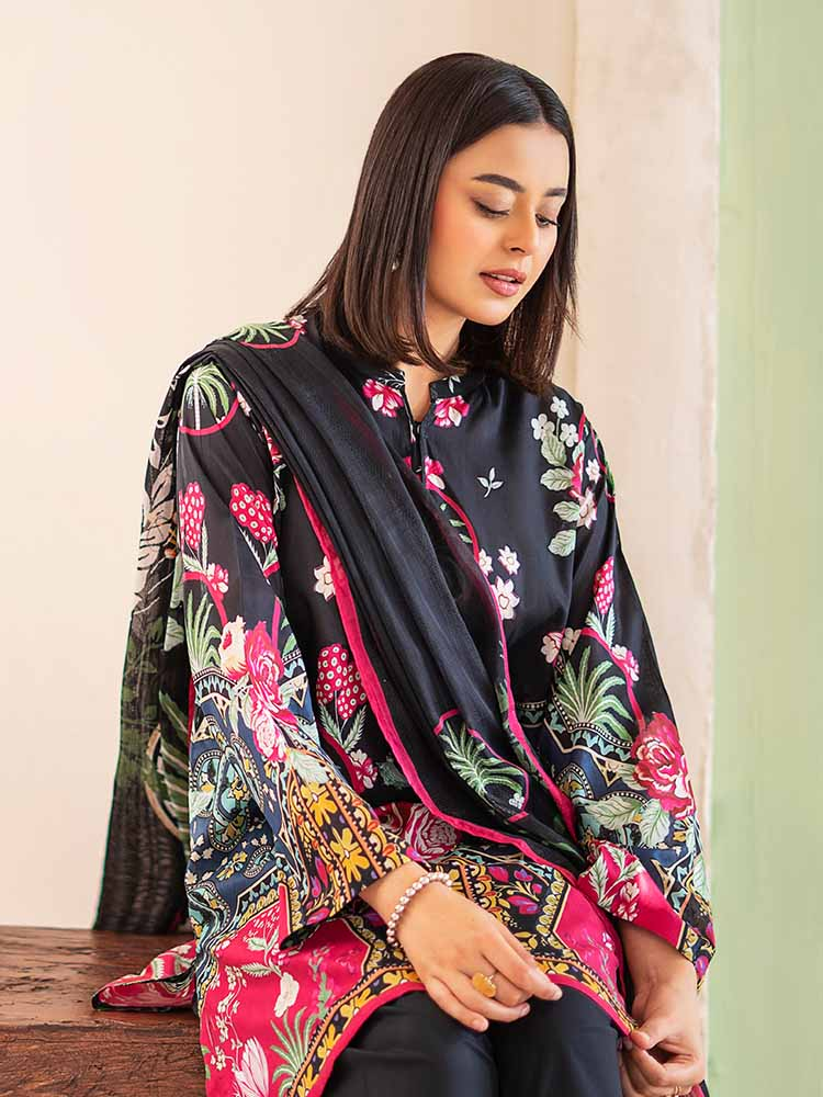 POPLIN 3-Piece Unstitched Digital Printed Lawn Suit