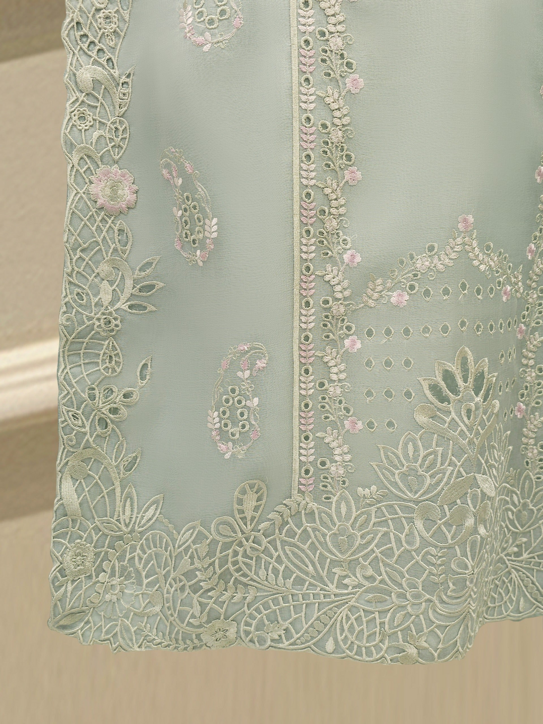 3 Piece - Pure Organza Embroidered Suit