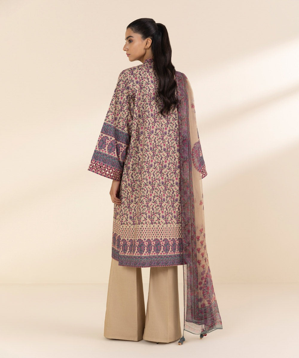 3 Piece - Printed Cotton Suit