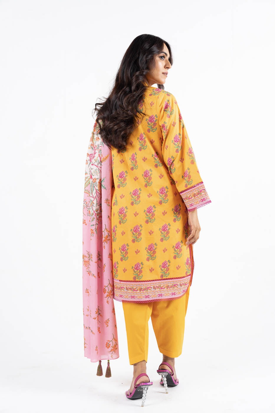 ALKARAM STUDIO PRINTED LAWN SUIT SS-58.1-24-YELLOW