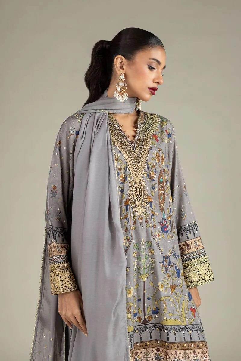 Embroidered | Raw Silk 3 Piece Co-ord Set