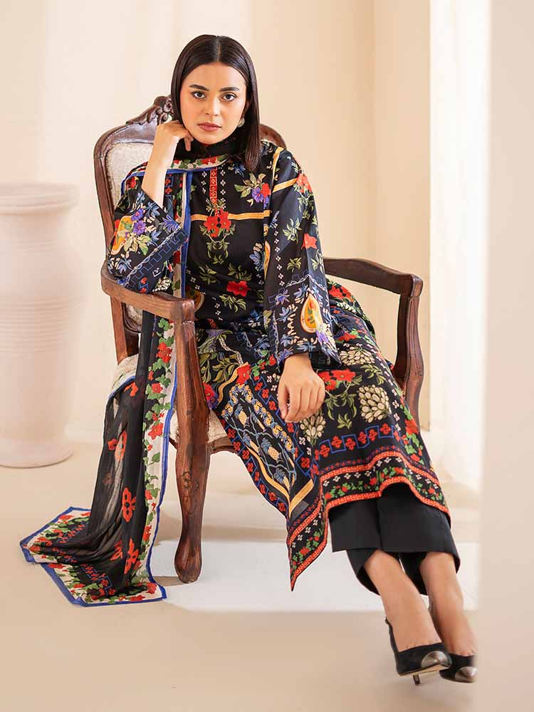 POPLIN 3-Piece Unstitched Digital Printed Lawn Suit
