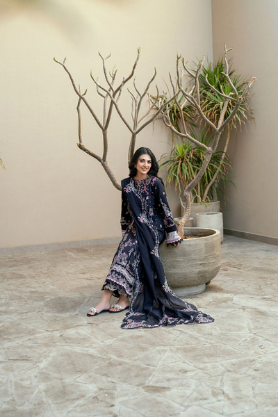 Embroidered Cotton Net 3-Piece Suit