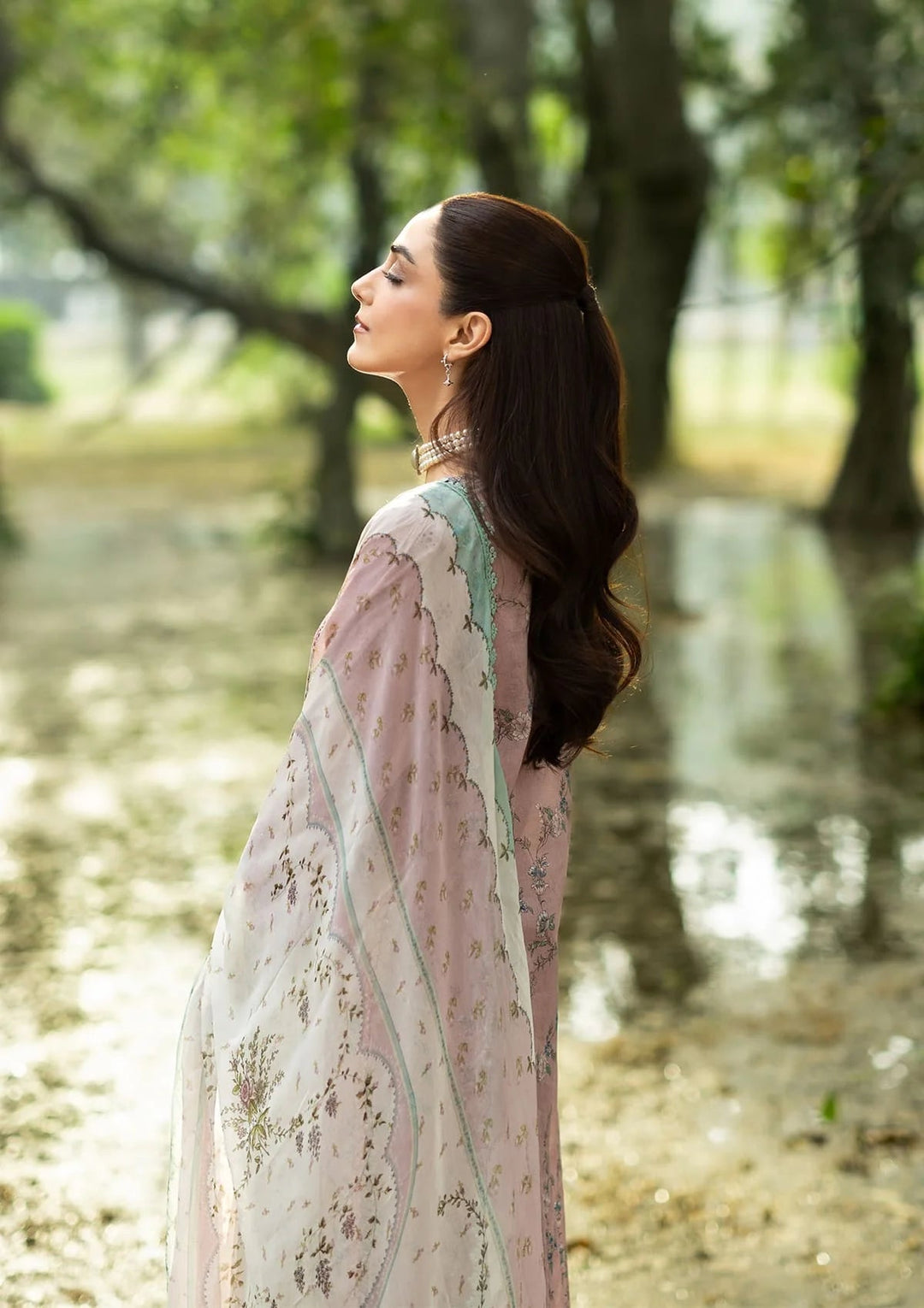 CHIKANKARI PRINTS WITH CHIFFON DUPATTA