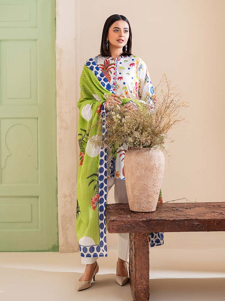 POPLIN 3-Piece Unstitched Digital Printed Lawn Suit