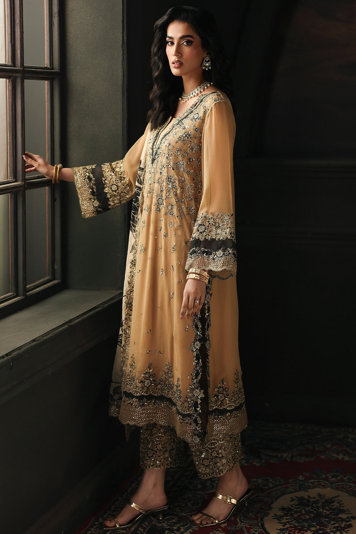 3 Pc Embroidered Dyed Chiffon