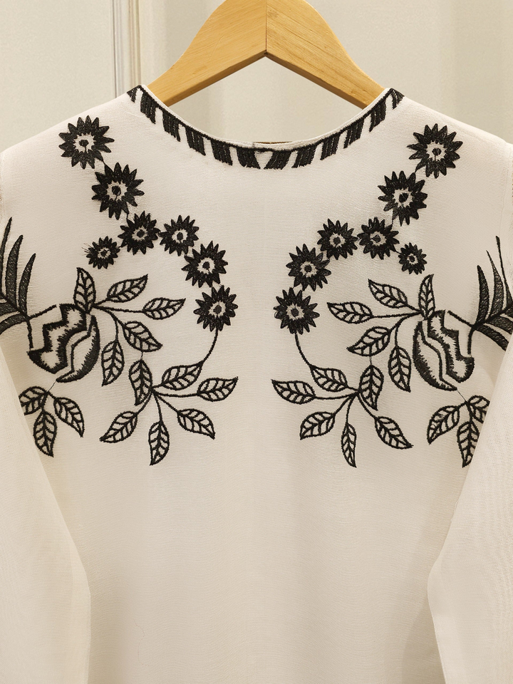 2 Piece - Pure Embroidered Cotton Net Suit