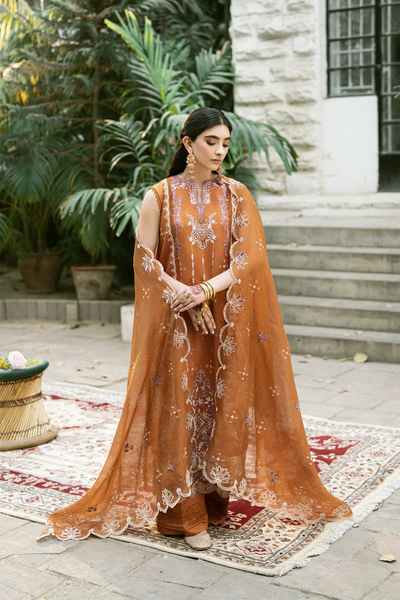 Embroidered Cotton Net 3-Piece Suit