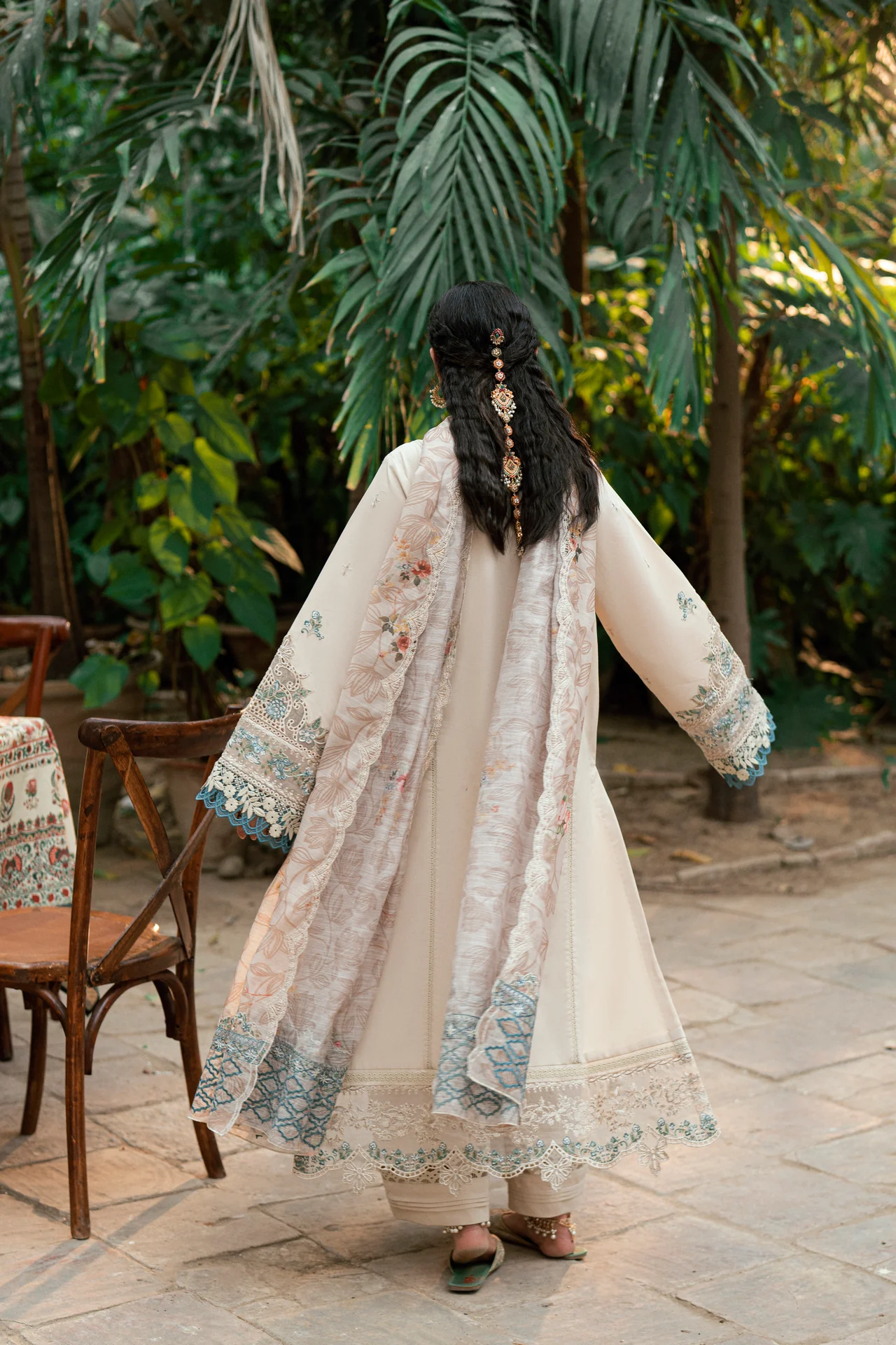 Embroidered Cotton Net 3-Piece Suit