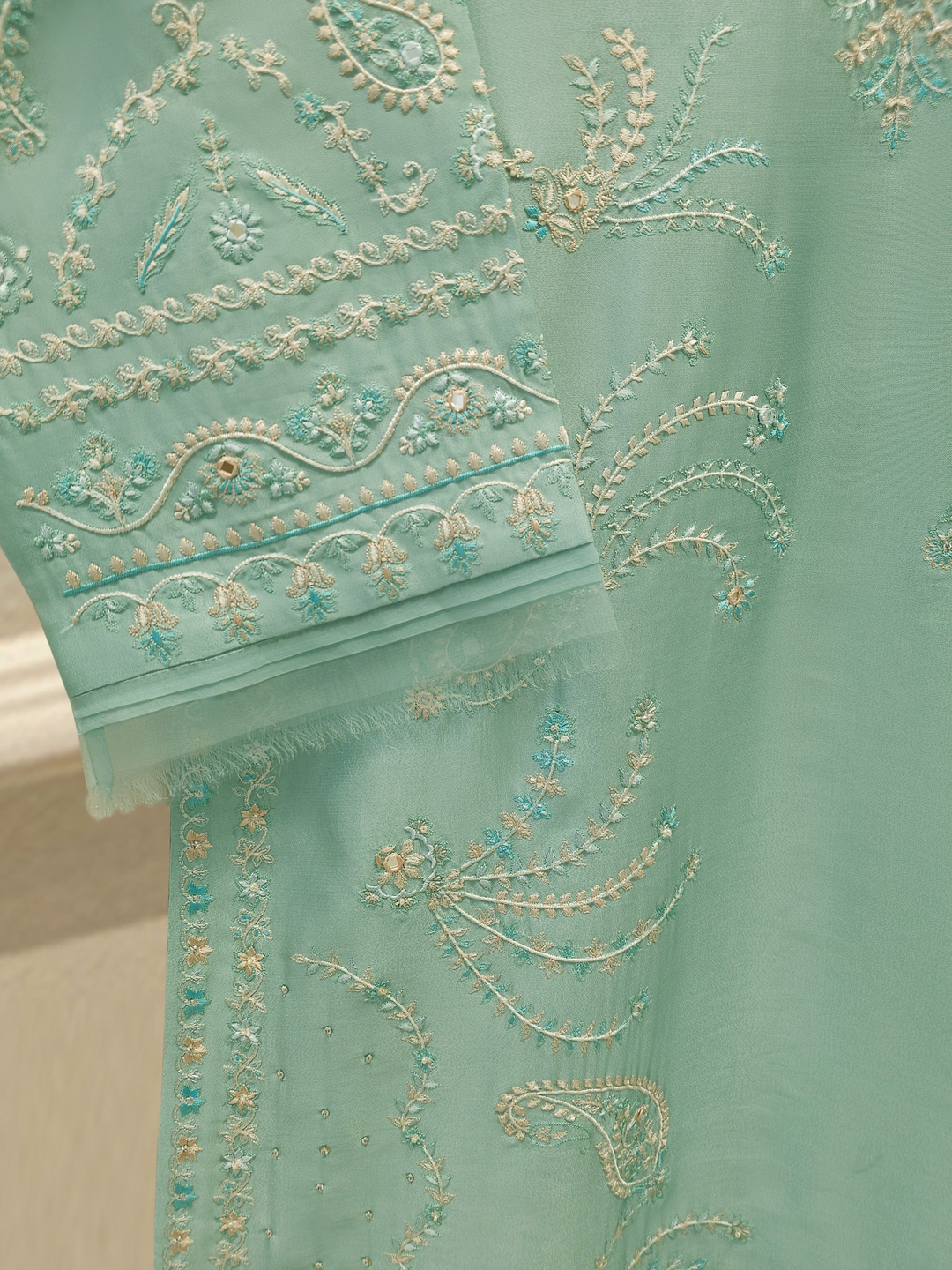 2 Piece- Pure Embroidered Sheesha Silk Suit