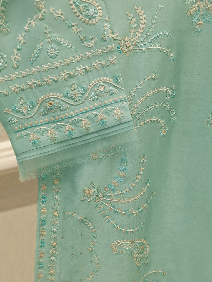 2 Piece- Pure Embroidered Sheesha Silk Suit