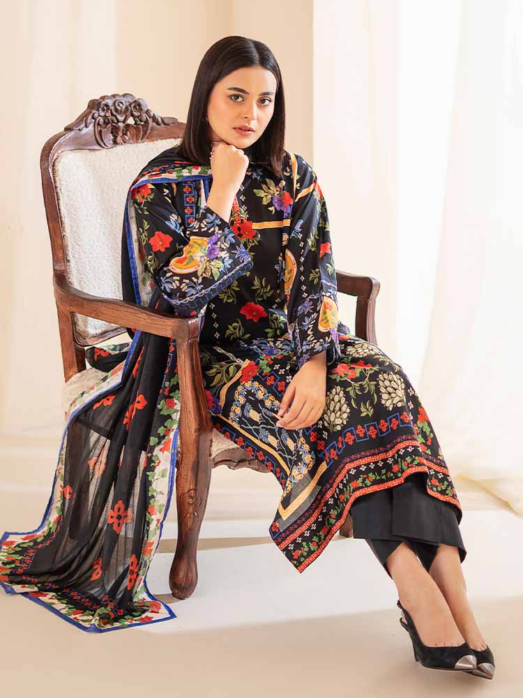 POPLIN 3-Piece Unstitched Digital Printed Lawn Suit