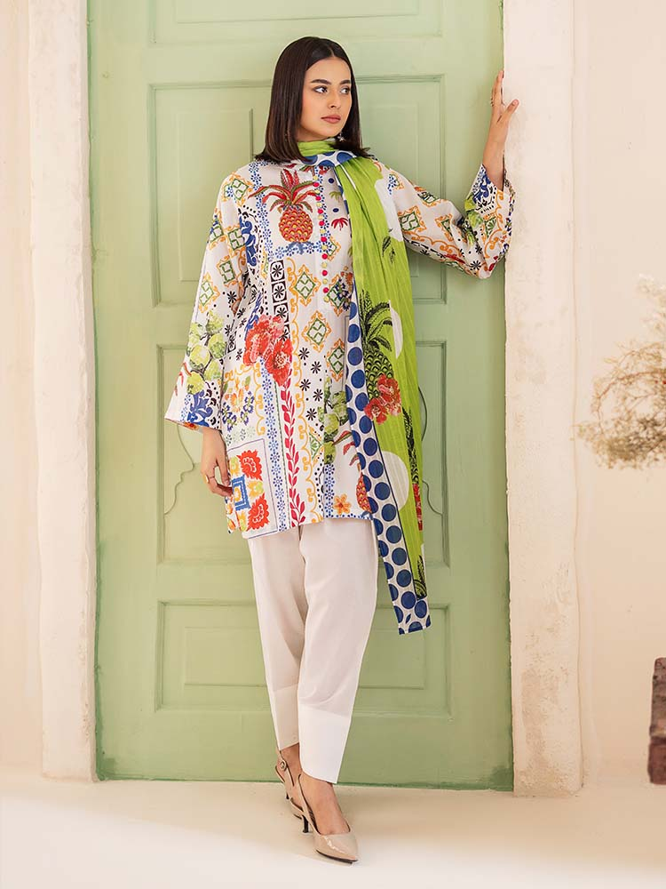 POPLIN 3-Piece Unstitched Digital Printed Lawn Suit