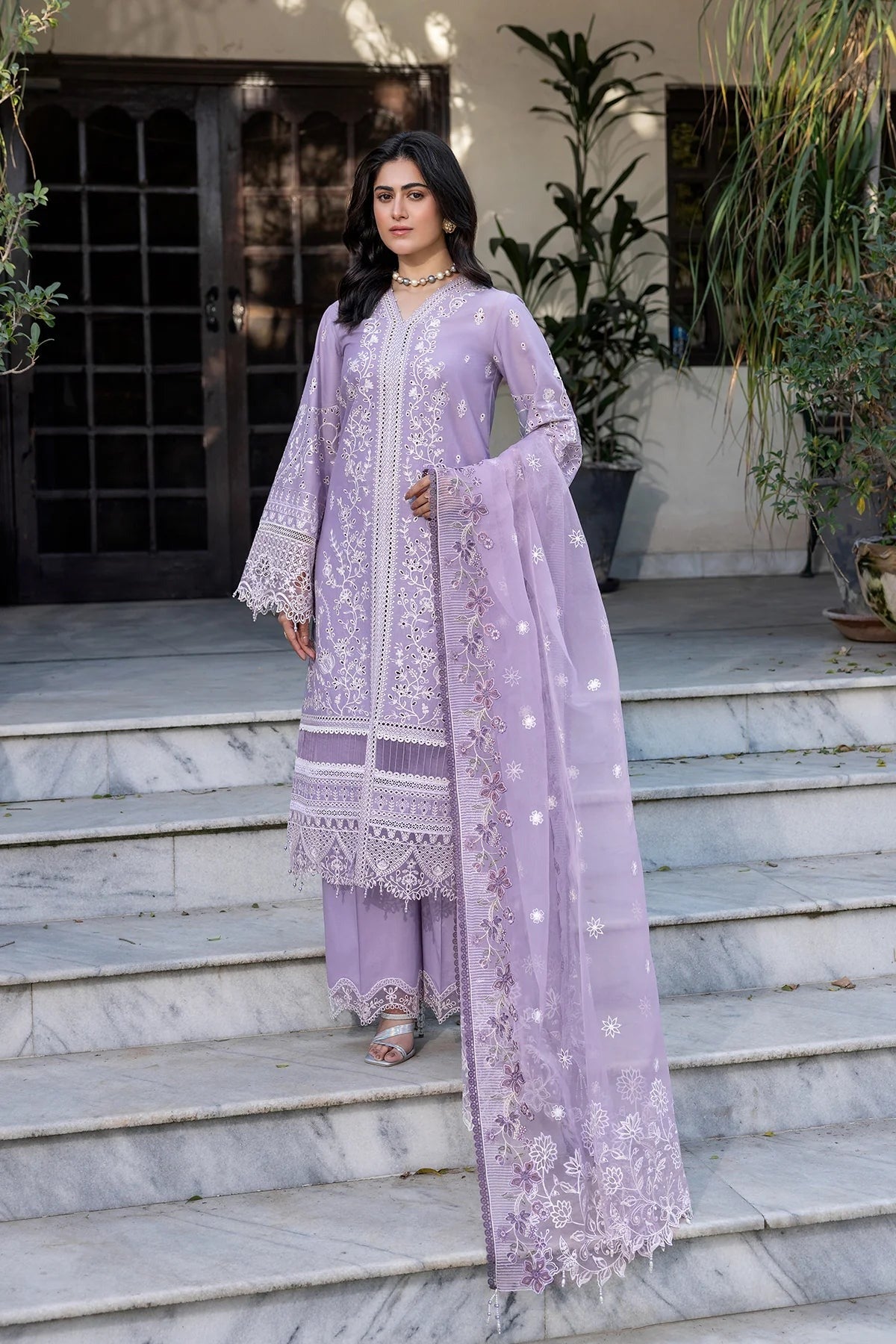 FARASHA EMBROIDERED LAWN-Lilac Florine