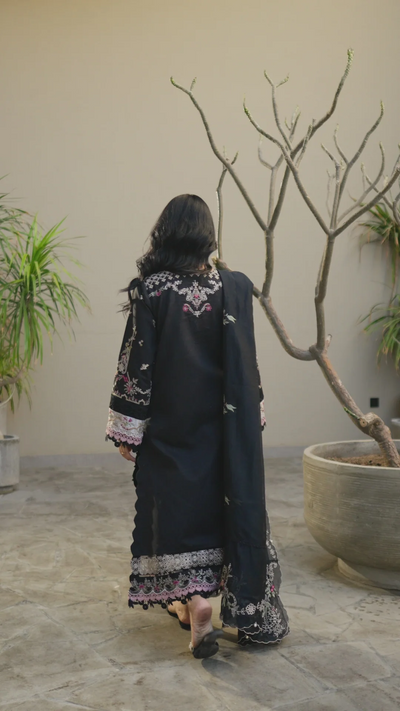 Embroidered Cotton Net 3-Piece Suit