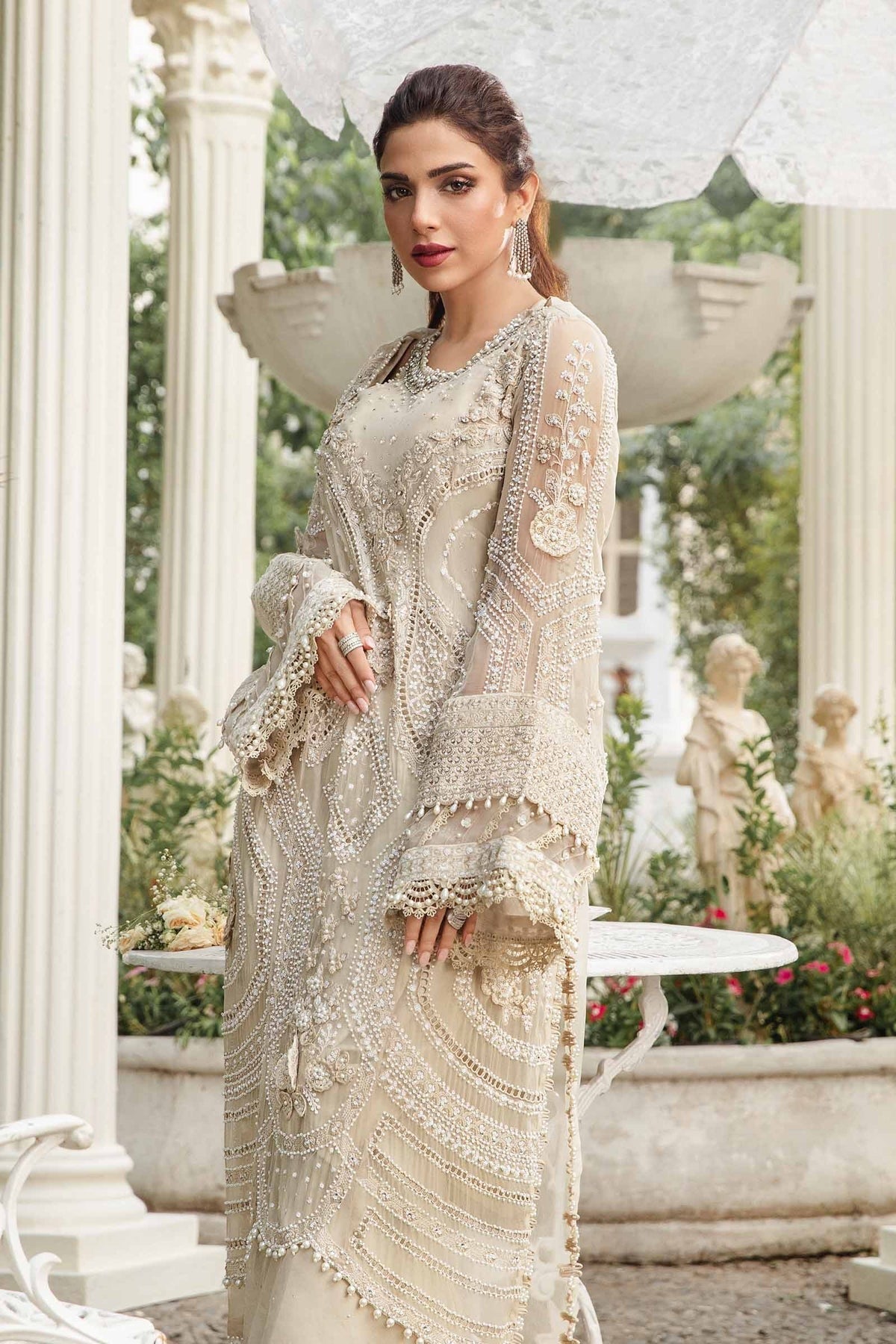 Maria.B Unstitched Embroidered Chiffon Suit | MPC-24-104