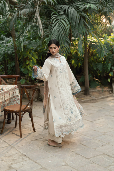 Embroidered Cotton Net 3-Piece Suit
