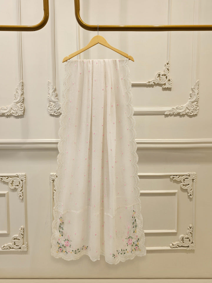 3 Piece - Pure Embroidered Cotton Net Suit