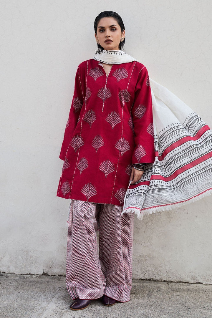 Summer Cotton Suit with Swiss Voile Dupatta (Pret)