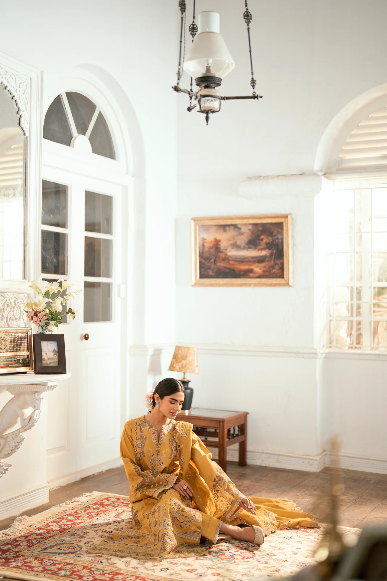 Embroidered Cotton Net 3-Piece Suit