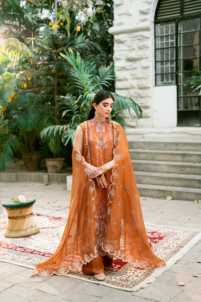 Embroidered Cotton Net 3-Piece Suit