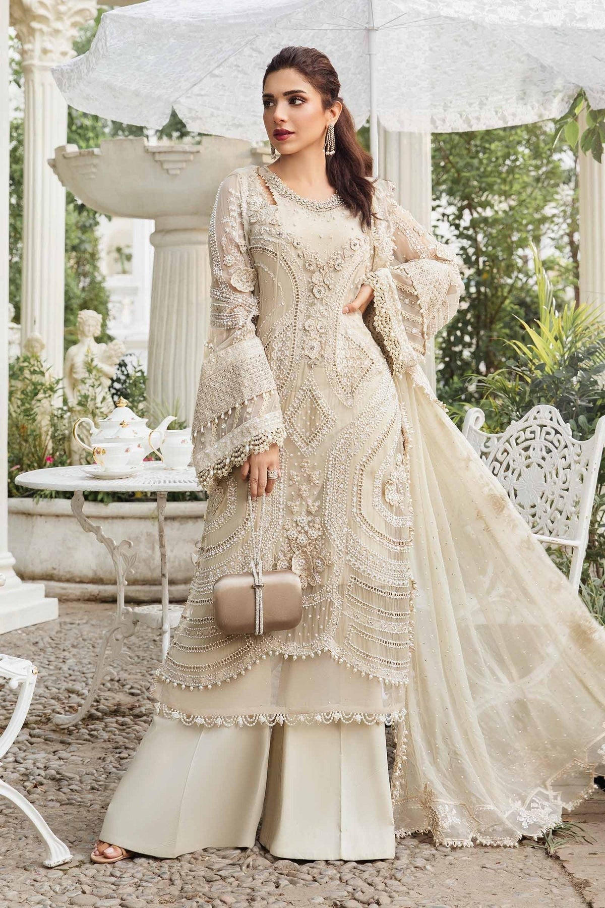 Maria.B Unstitched Embroidered Chiffon Suit | MPC-24-104