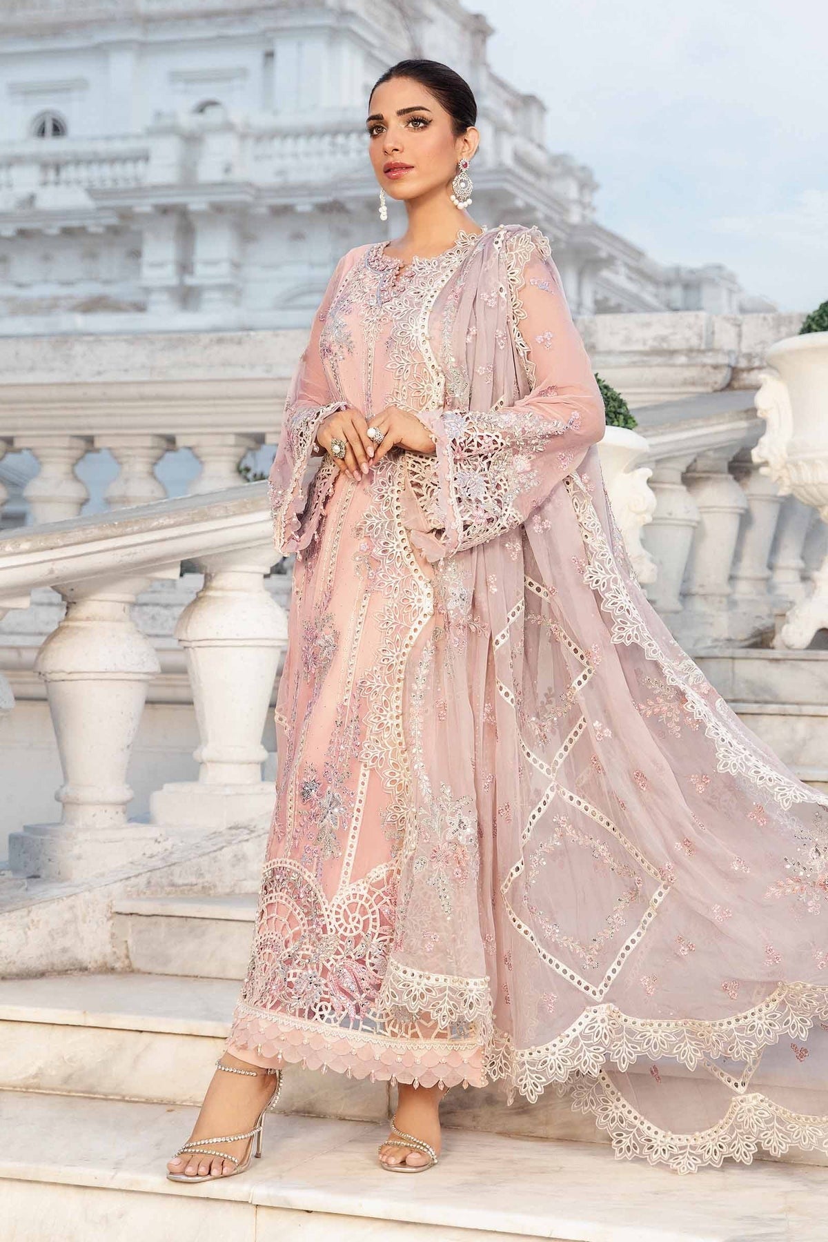 Maria.B Unstitched Embroidered Chiffon Suit | MPC-24-106