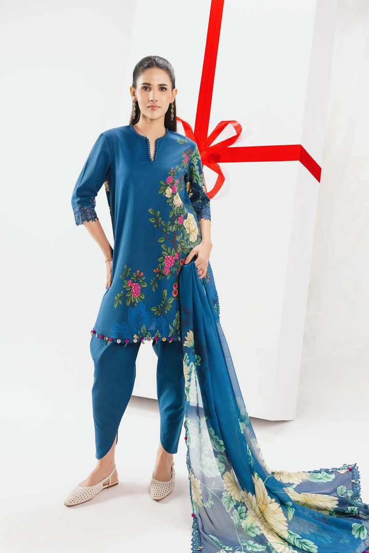 3 Pc Unstitched Embroidered Lawn Suit
