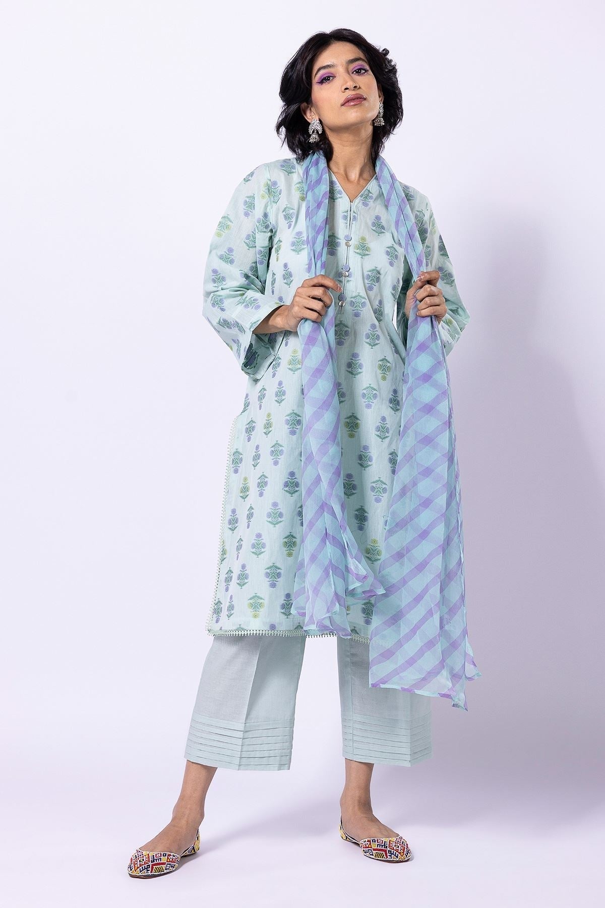 KHAADI DYED COTTON JACQUARD 3 PC