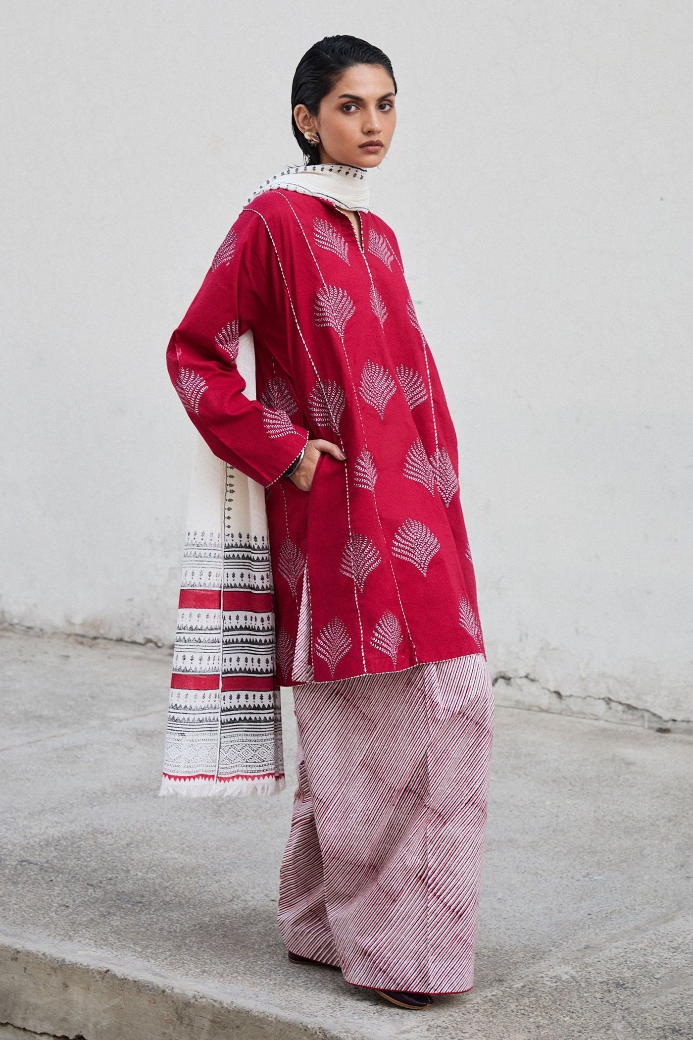 Summer Cotton Suit with Swiss Voile Dupatta (Pret)