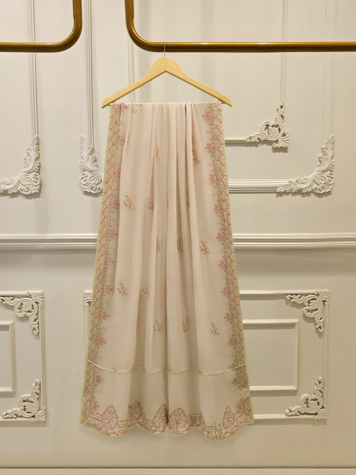 3 Piece - Pure Chiffon Embroidered Suit