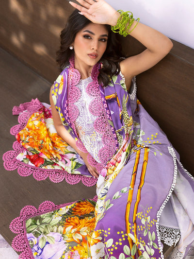 ROHEENAZ LEYA PRINTED LAWN-Orchid Oasis