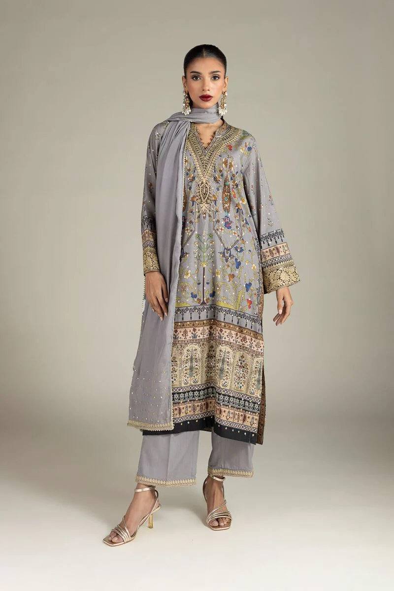 Embroidered | Raw Silk 3 Piece Co-ord Set